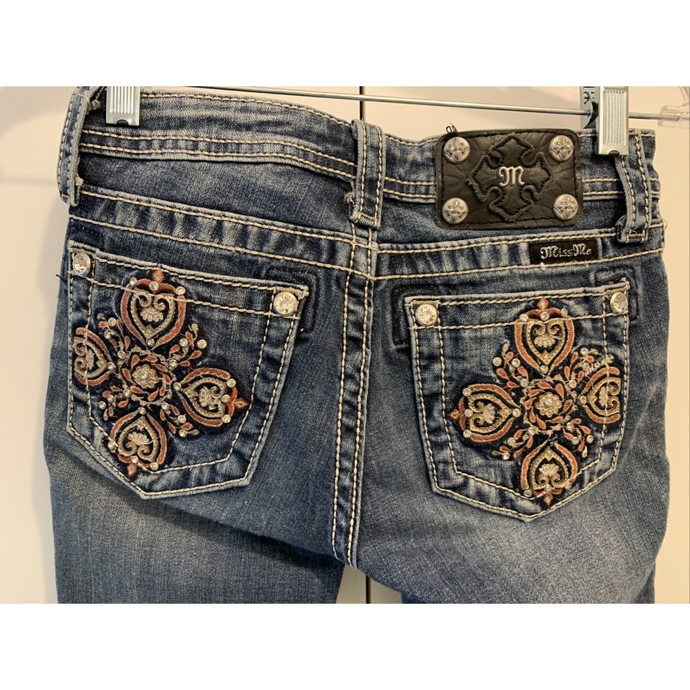 MISS ME Girls Size 12x11.5 BERMUDA Dark/Medium Wash Jean Shorts JK5778M 0905